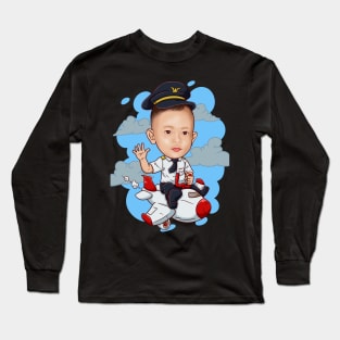 Pilot caricatures Long Sleeve T-Shirt